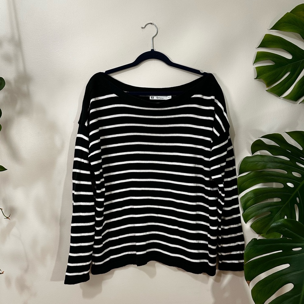 100% Cotton Reitmans Black and White Striped Sweater